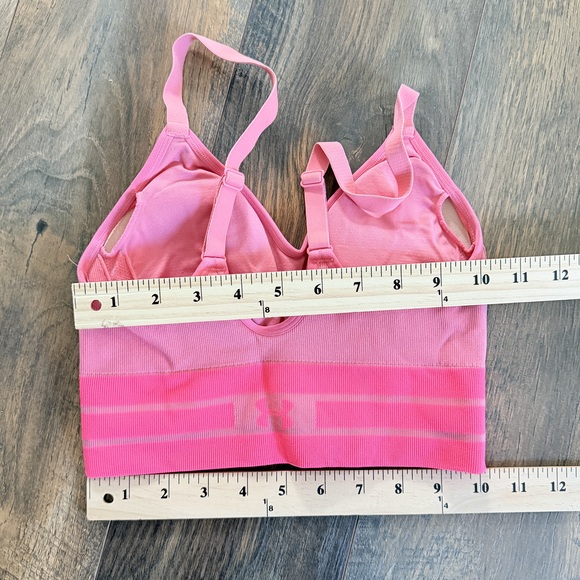 Under Armour XXS Seamless Compression Longline Sports Bra in pink activewear - Picture 5 of 5